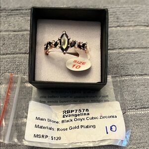 Evangelina Rose Gold Ring with Black Onyx